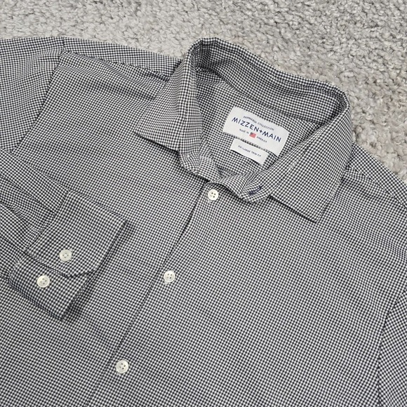 Mizzen Main Shirt Mens XXL Black White Check Button Spinnaker Trim Fit‎ Office - Picture 1 of 11